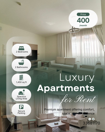 Zinj, Apartments, Flats, Houses & Villas, BHD 400/month,  2 BR,  Fully Furnished 2BHK Apartment With Gym & Parking In Zinj &ndash; BD 400