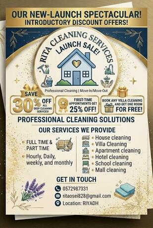 Riyadh, Cleaning, Hourly And Monthly Cleaning