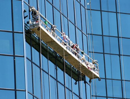 Manama, Construction, High Rise Building Facade Broken Glass Replacing Work With Cradle Service