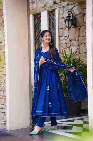 Jaipur, Clothing & Accessories, INR 4700,  Buy Idaho Vartika Blue Cotton Suit Set Online