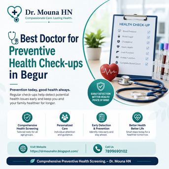 Bangalore, Health, Best Doctor For Preventive Health Check-ups In Begur- Dr. Mouna HN
