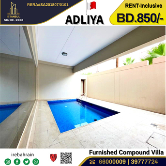 Adliya, Villas, BHD 850,  Furnished,  Fully Furnished Luxury Compound Villa With Pvt. Pool In Adliya - With EWA