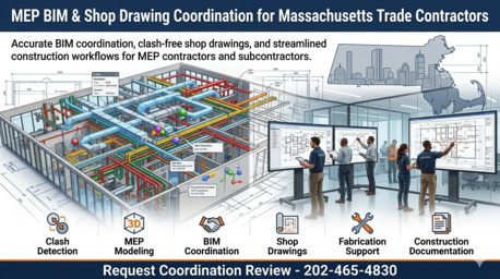 New York, Construction, MEP BIM & Shop Drawing Coordination For Massachusetts Trade Contractors