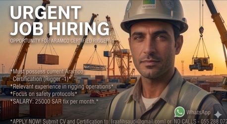 Khobar, Jobs, ARAMCO CERTIFIED RIGGER 1( VALID ID)