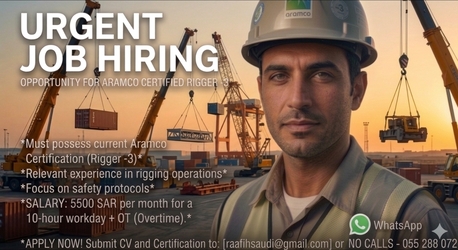 Khobar, Jobs, ARAMCO CERTIFIED RIGGER 3