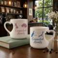 INR 340,  Personalized Heart Cut Handle Printed Mugs