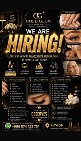 Riyadh, Jobs, Multitasking Nail Technician And Eye Lashes Specialist For Home Service