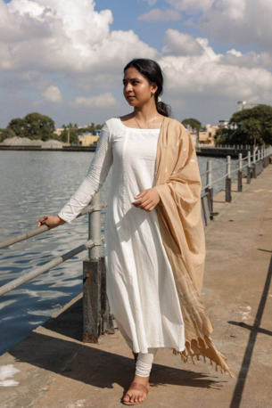 Chennai, Clothing & Accessories, INR 1495,  Shop Our Plain White Kurti With Dupatta | Cotton Aline Set | Instore