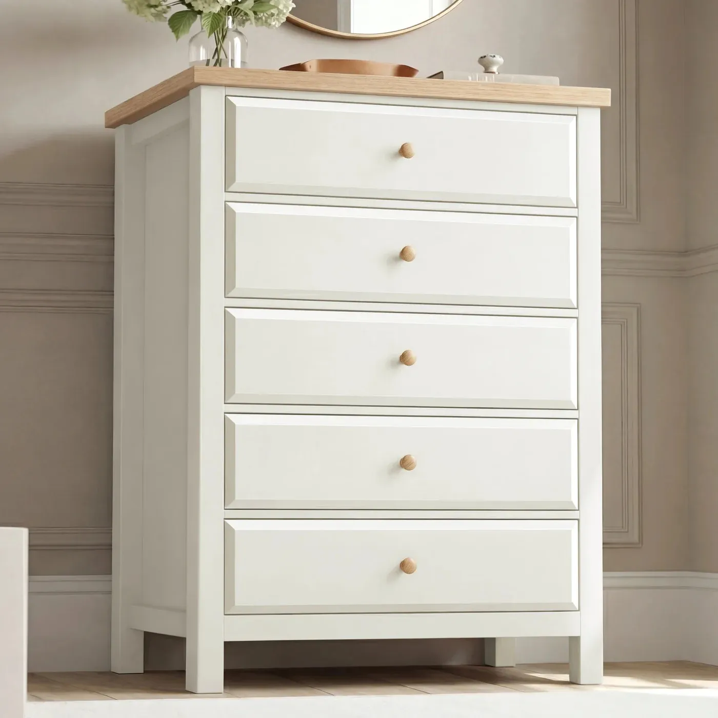 London, Furniture, GBP 139,  Haven White Tall Painted 5 Drawer Chest Of Drawers