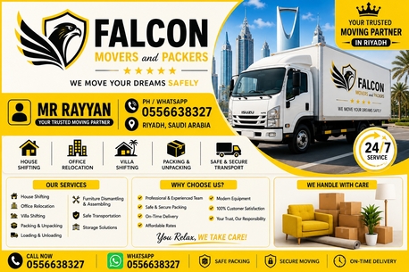 Riyadh, Labor/Moving, 🩸11🩸FALCON MOVERS & PACKERS &ndash; CLEANERS PEST CONTROL HOUSE SHIFTING AND OFFICES