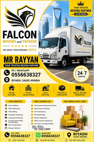 Riyadh, Labor/Moving, 🩸19🩸FALCON MOVERS & PACKERS &ndash; CLEANERS