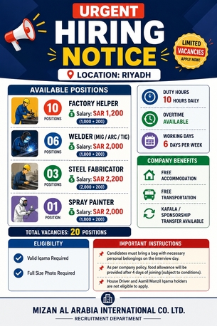Riyadh, Jobs, ✨URGENT HIRING ✨