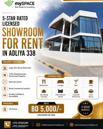 Adliya, Shops, BHD 5000,  PREMIUM LICENSED TWO-STOREY SHOWROOM FOR RENT IN ADLIYA 338