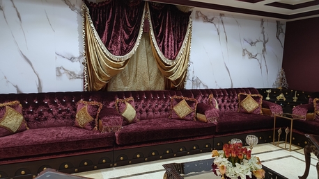 Jeddah, Furniture, SAR 2000,  Used Majlis Sofa Set With Curtains & 3 Chandeliers For Sale &ndash; Jeddah