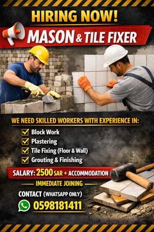 Khobar, Jobs, Mason/tilefixer