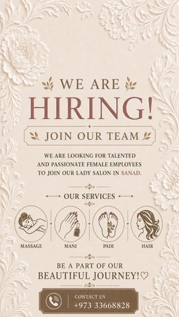 Sanad, Jobs, Hiring Experienced Beauty Therapist &ndash; Hair, Nails & Massage