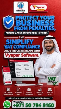 Dubai, Software Development, Accounting Software Vyapar, UAE - Authorized Partner, Grand Union Web Solutions
