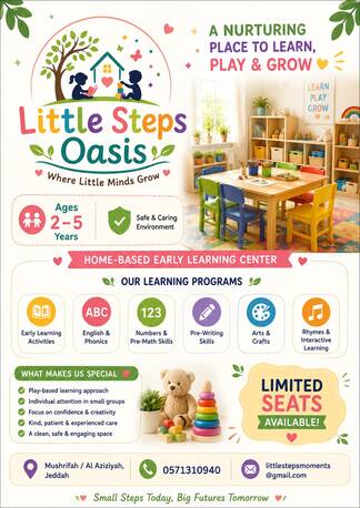 Jeddah, Daycare, Little Steps Oasis - Where Little Minds Grow ( Home Based Learning Wschool)
