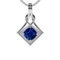 USD 2252,  Natural Blue Sapphire Pendant Round Diamonds Pendant (0.79cttw) In 14k White Gold - AAAA Q