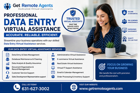 New York, Business, Professional Data Entry Virtual Assistance Services In USA | Get Remote Agents