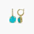 EUR 249,  Turquoise Cushion Drop Hoop Earrings 18 Gold Vermeil