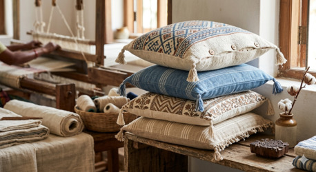Mumbai, Household Items, INR 699,  Cotton Pillow Covers Handloom, 245 GSM, 18x27 Inches Theindiglobal