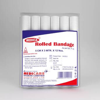 Ahmedabad, Health & Beauty Items, INR 396,  Medica Rolled Bandage 7.5cm X 3m Pack Of 12