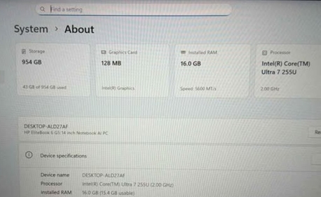Riyadh, Computers, SAR 3500,  Hp Elitebook 6 G1i - Intel Core Ultra7,16gb,1 TB Storage,14" AI Laptop