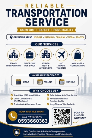 Dhahran, Passenger Transport, Pick & Drop Services For School Hospital Offices Cornice 0593660363.