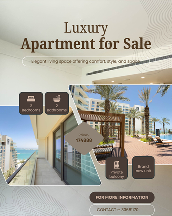 Manama, Real Estate For Sale, 2 BR,  Luxury 2BR Beachfront Apartment | Private Beach Access | Marassi Al Bahrain | 2-Year Payme