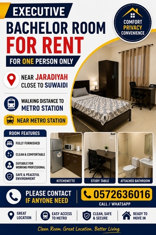 Riyadh, Bedspace For Rent, SAR 700/month,  Executive Bachelor Room For Rent