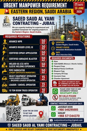 Riyadh, Jobs, URGENT REQUIREMENT