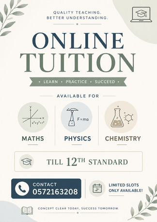 Jubail, Lessons Offered, Tuition For Maths, Physics & Chemistry (online&Offline)