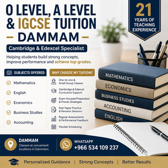 Dammam, Lessons Offered, O Level, A Level & IGCSE Tutor | Maths, Business, Econ | Dammam
