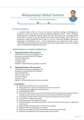 Riyadh, Job Seekers, Mechanical Engineer