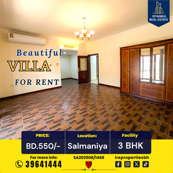 Salmaniya, Villas, BHD 550,  250 Sq. Meter,  3 BHK Spacious Villa For Rent In Salmaniya &ndash; BD 550/-