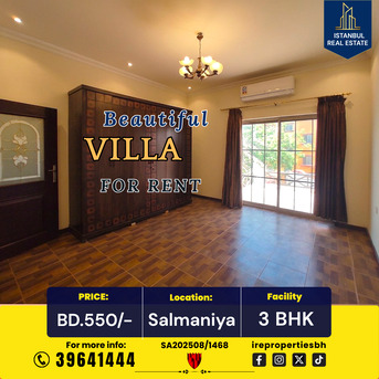 Salmaniya, Villas, BHD 550,  250 Sq. Meter,  3 BHK Spacious Villa For Rent In Salmaniya &ndash; BD 550/-