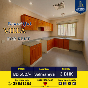 Salmaniya, Villas, BHD 550,  250 Sq. Meter,  3 BHK Spacious Villa For Rent In Salmaniya &ndash; BD 550/-