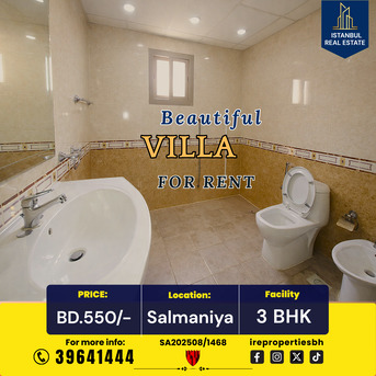 Salmaniya, Villas, BHD 550,  250 Sq. Meter,  3 BHK Spacious Villa For Rent In Salmaniya &ndash; BD 550/-