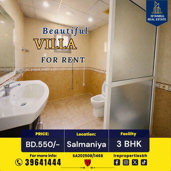 Salmaniya, Villas, BHD 550,  250 Sq. Meter,  3 BHK Spacious Villa For Rent In Salmaniya &ndash; BD 550/-