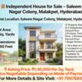 INR 140000,  6 BR,  334 Sq. Yard,  330 Sqrds G+2 Old House Available For Sale At Saleem Nagar Colony -Malakpet-Hyderabad-Ind