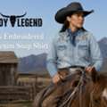 USD 32,  Buy Women's Embroidered Western Denim Snap Shirt