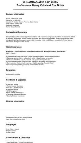 Dammam, Job Seekers, Bus Driver