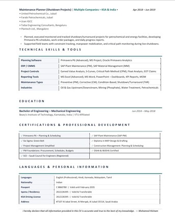 Jubail, Job Seekers, Maintenance Planning Engineer