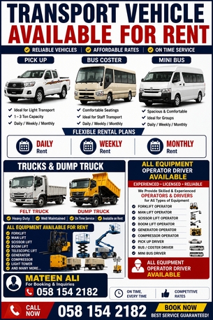 Riyadh, Manpower, Equipment & Operators Available For Rent Experienced And Certified Operators Are Available