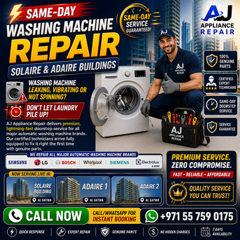 Dubai, Appliance Repair, Same-Day Washing Machine Repair &ndash; Solaire & Adaire Buildings