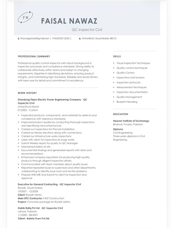 Umluj, Job Seekers, QC Inspector Civil - Immediate Joining With Transferable IQAMA