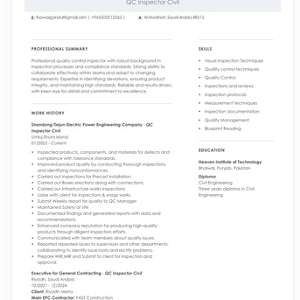 QC Inspector Civil - Immediate Joining With Transferable IQAMA