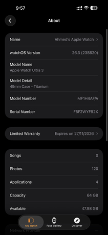 Khobar, Watches, SAR 3200,  Apple Watch Ultra 3 (Black Titanium)