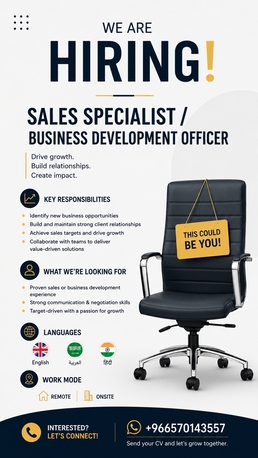 Riyadh, Jobs, Sales Specialist